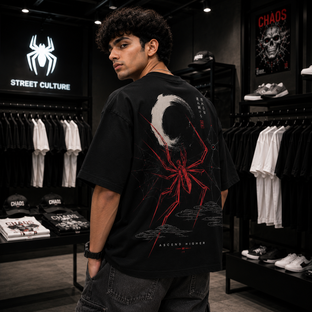 Spider-Mam Higher Oversized Fit T-Shirt – Black