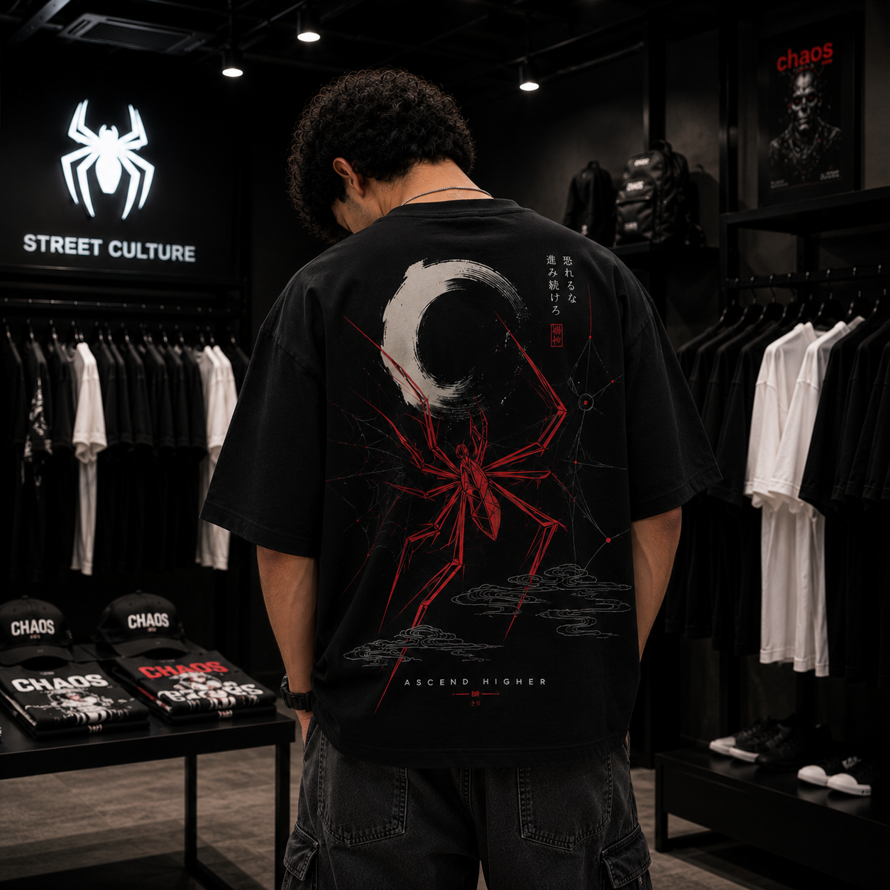 Spider-Mam Higher Oversized Fit T-Shirt – Black