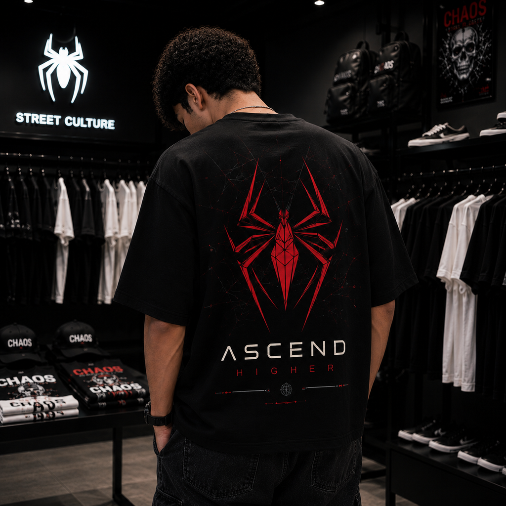 Spider Man Ascend Higher Oversized Tee – Black