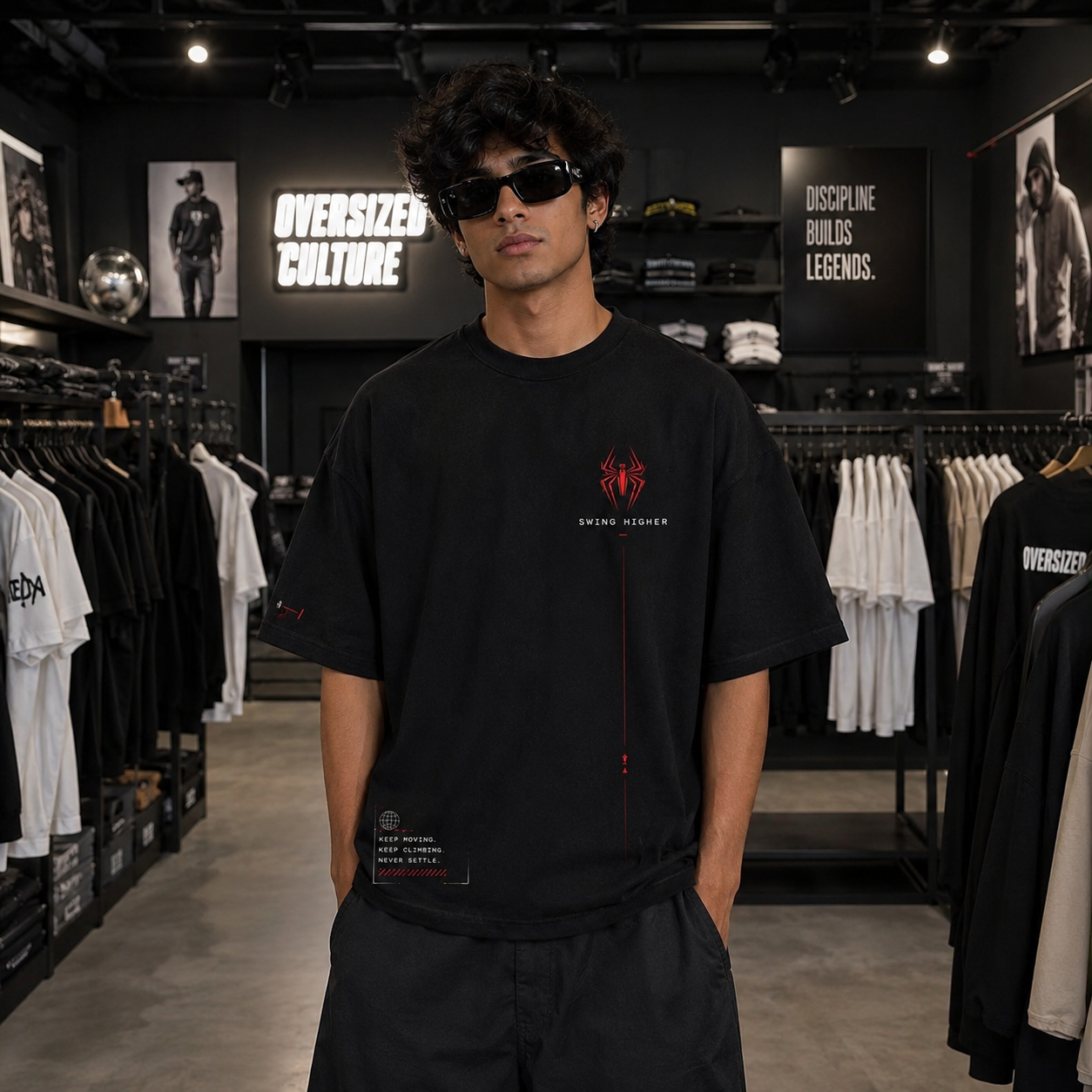 Swing Higher Oversized Tee – Black Edition