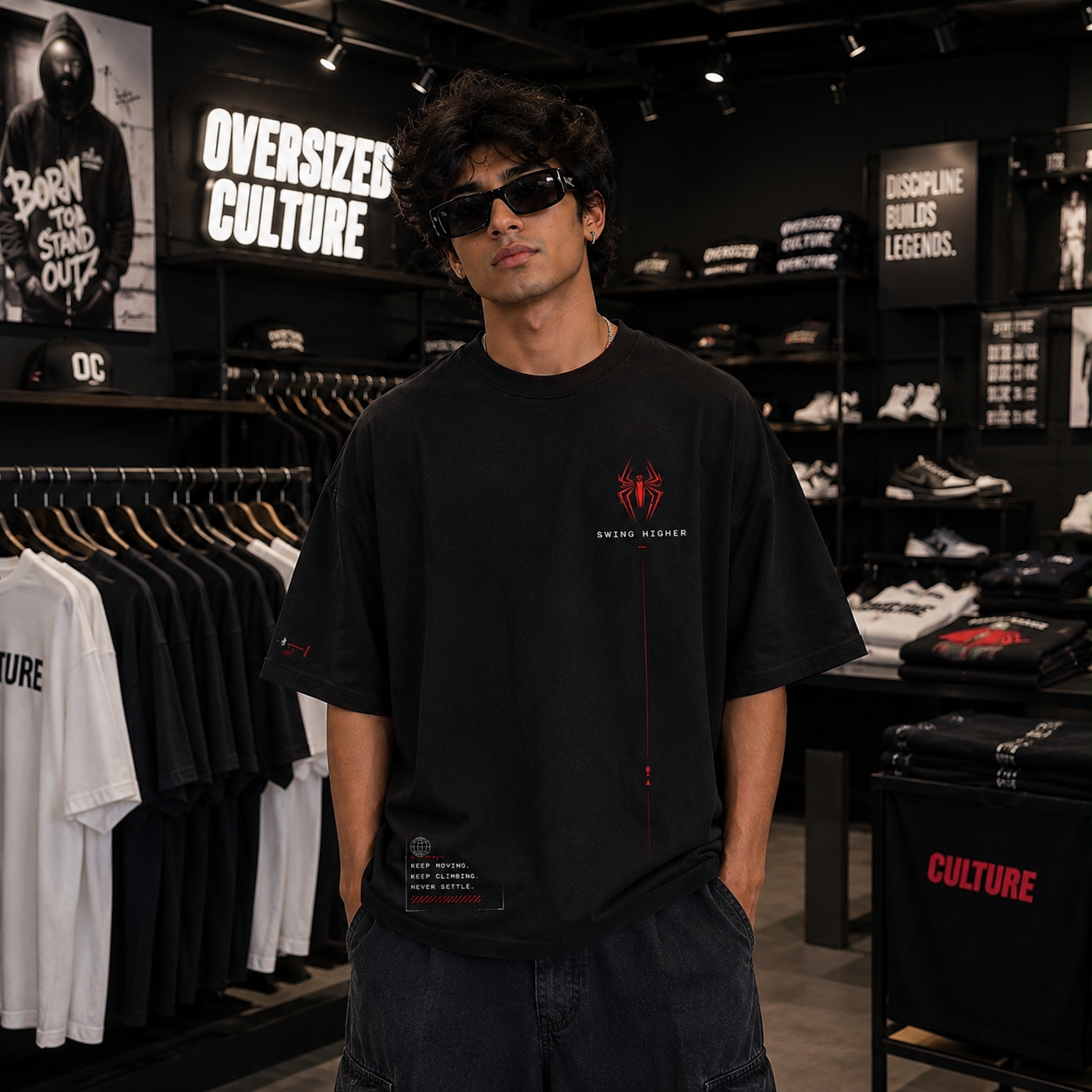 Swing Higher Oversized Tee – Black Edition