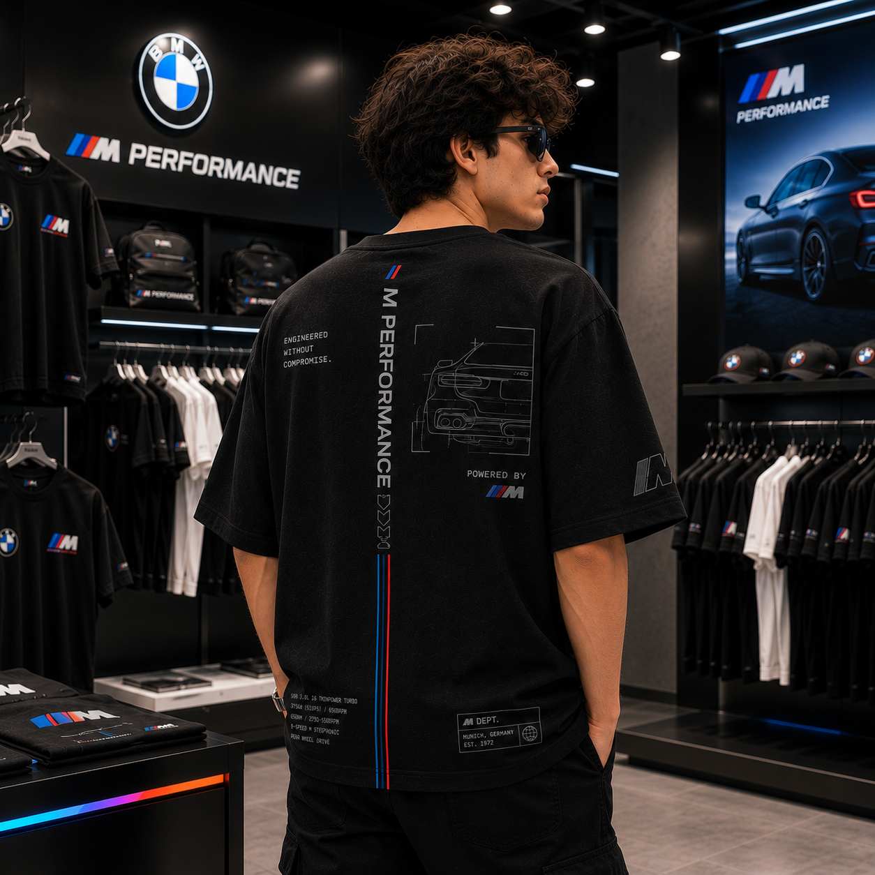 BMW M Performance Blueprint Oversized Black T-Shirt